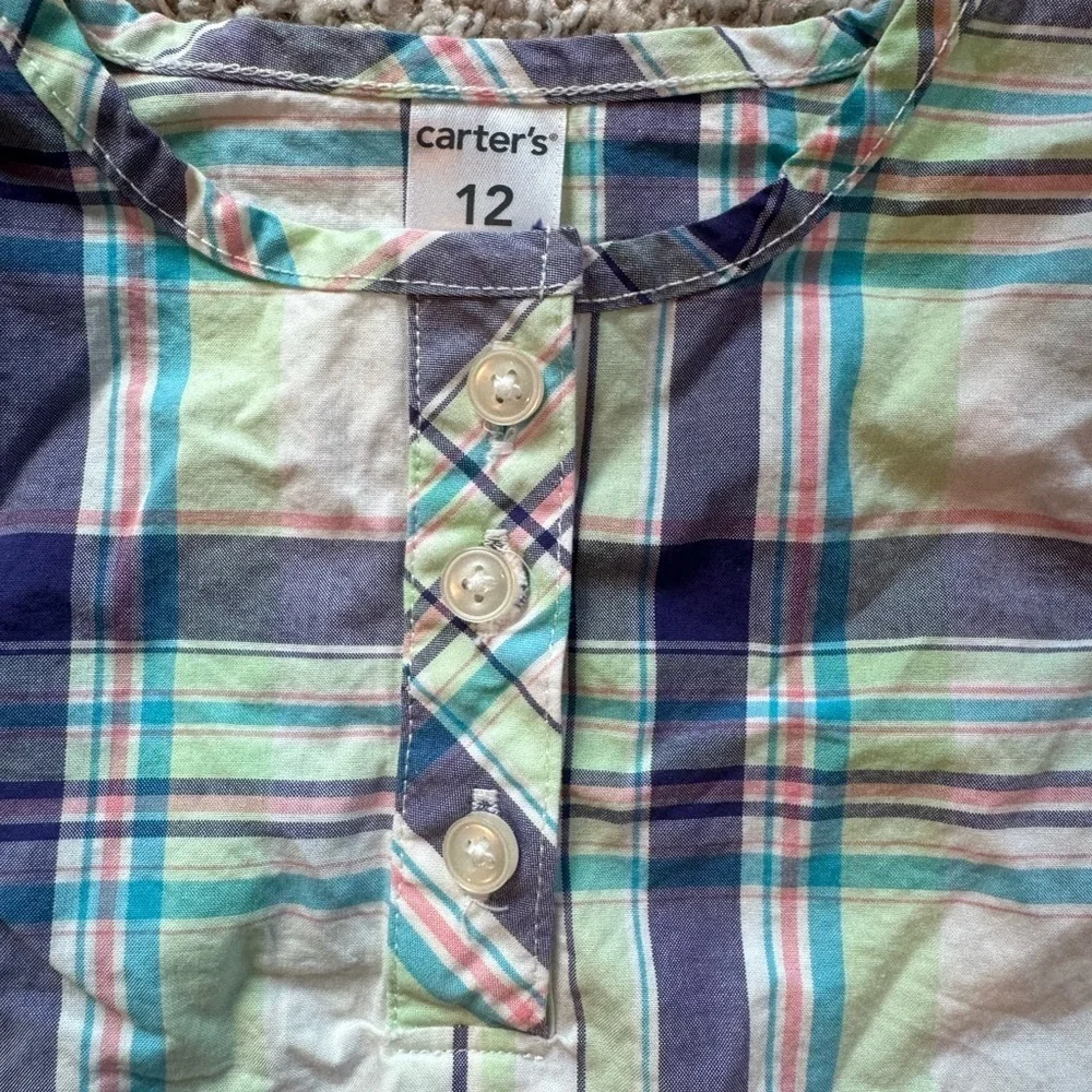 Carter’s Baby Girl Plaid Long-Sleeve Shirt Dress - Size 12 Months